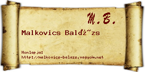 Malkovics Balázs névjegykártya