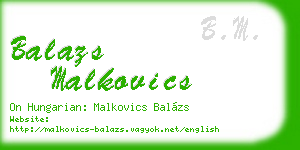 balazs malkovics business card